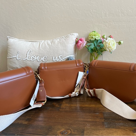 ZARA Flap Custom Letters JG/KB/P Convertible Brown Shoulder/Crossbody Bag - Picture 7 of 13